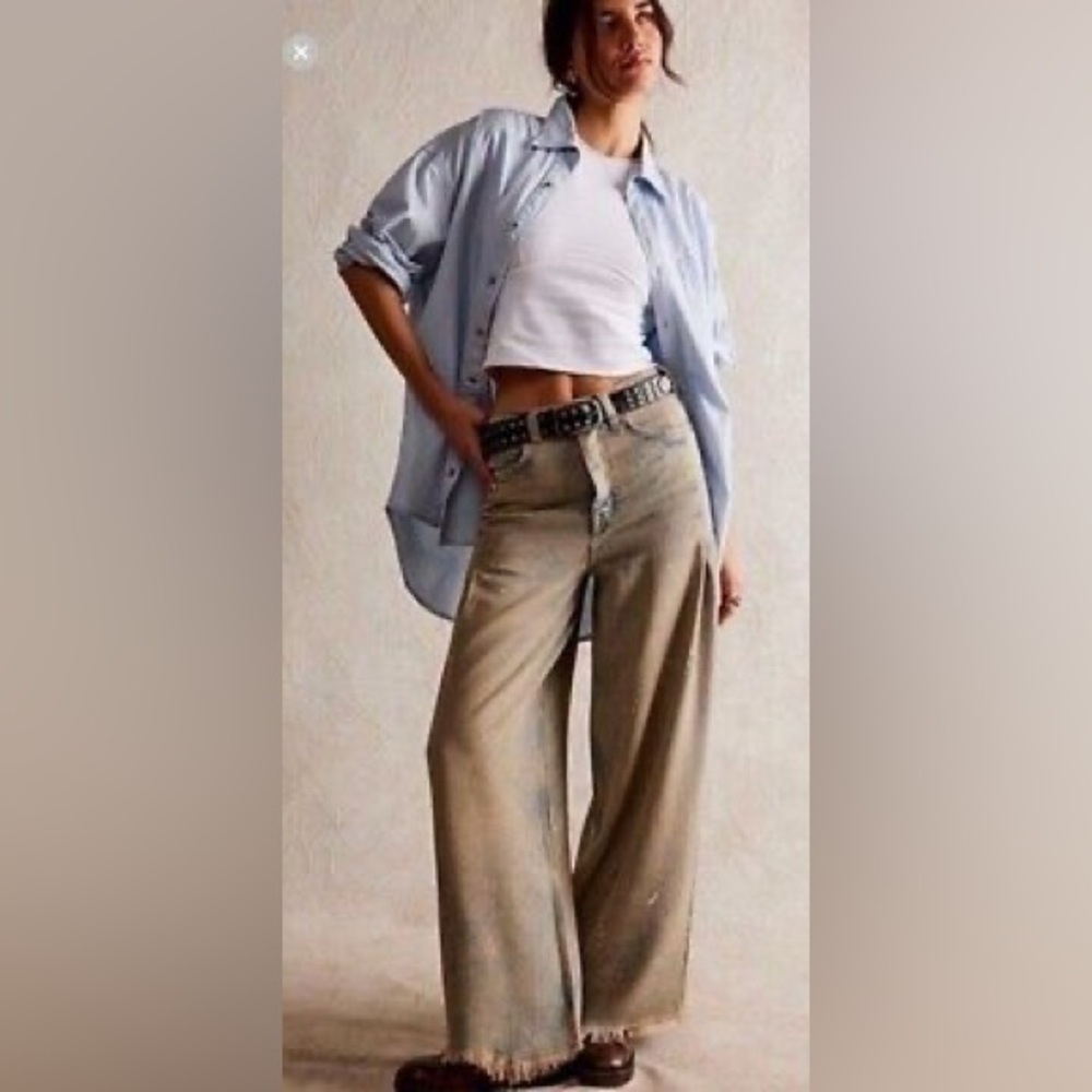 New We The Free by Free People Old West Slouchy Cowboy Wash Jeans 32S 32 Short
